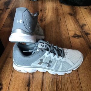 Grey and White Under Armour Shoes